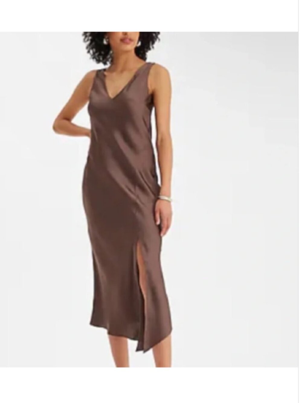 Express Brown Asymmetrical Midi Slip Dress size Medium